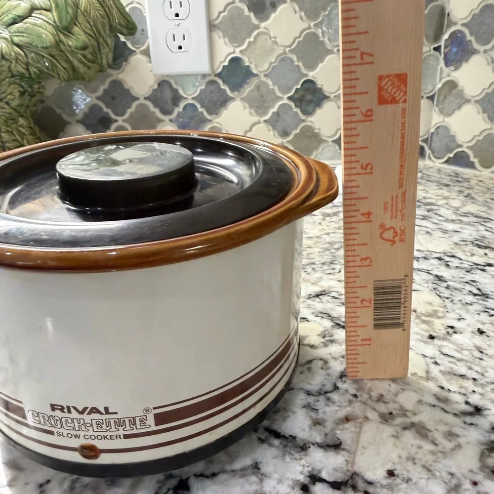 Rival Crock-Ette Slow Cooker 1 Quart Beige Brown Model 3205 Vintage 70s Works